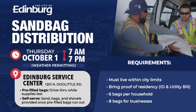 Sandbag Distribution - October 1, 2026 from 7 am to 7pm